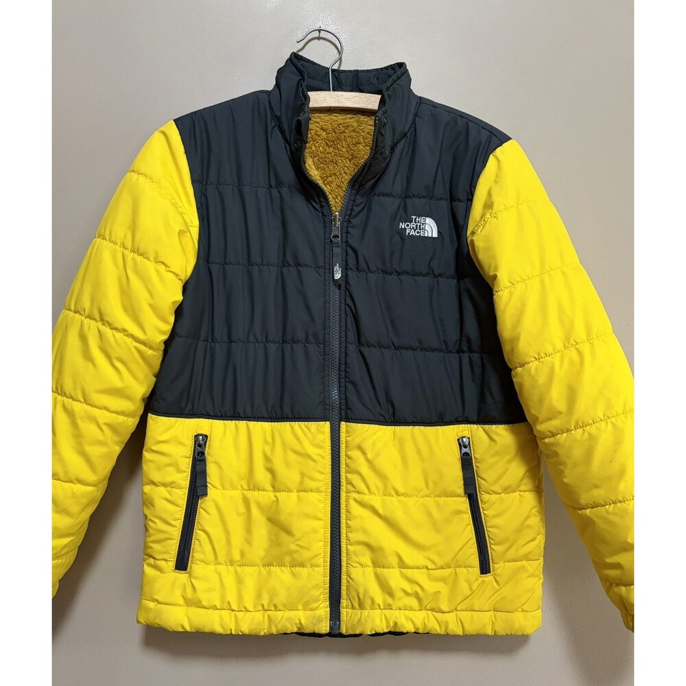 The North Face Boys Reversible Mt Chimborazo Puffer Jacket Large 14 Yellow Black
